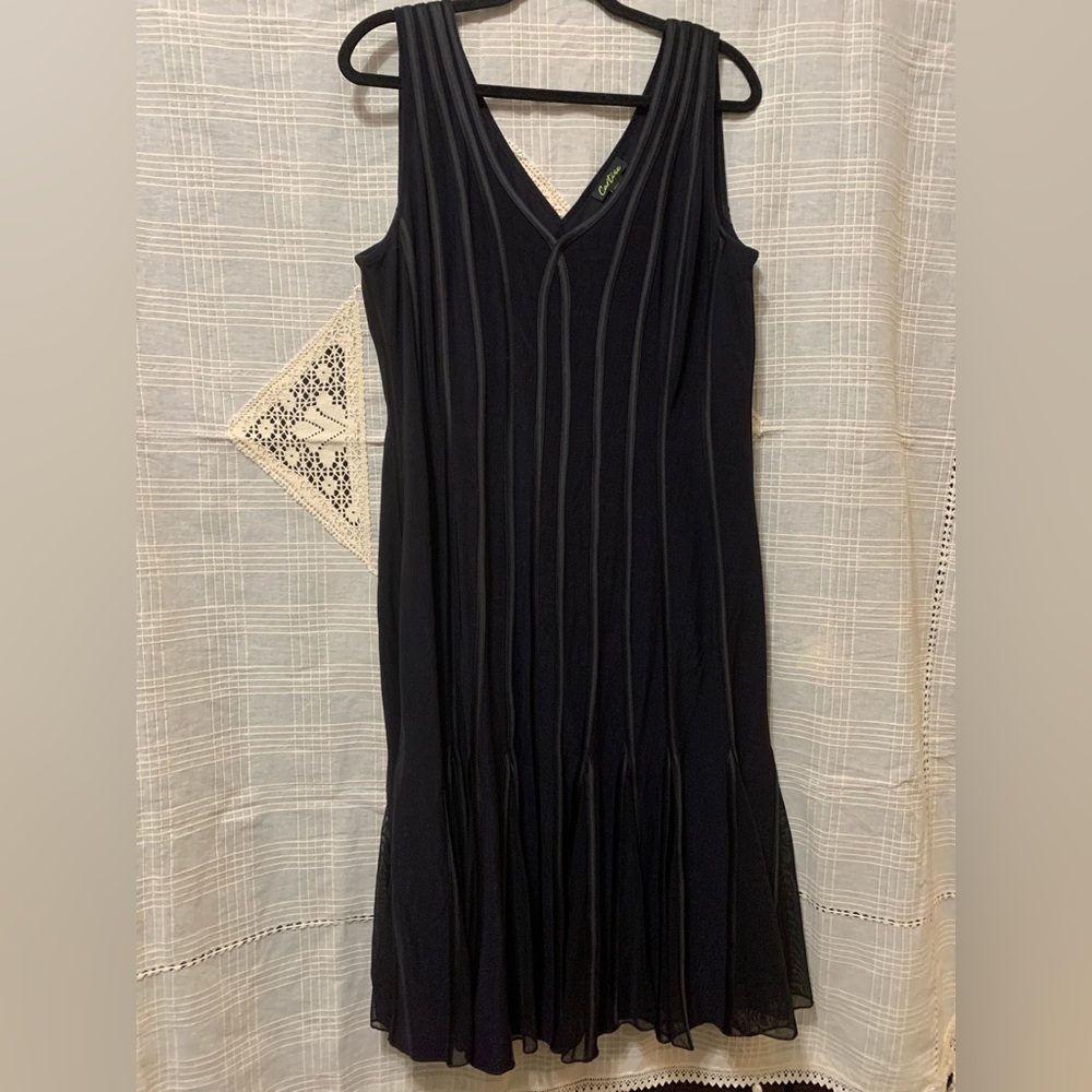 Cartise size 16 Black Sleeveless Midi Dress wedding guest party fit and flare